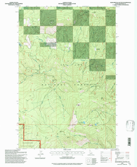 Classic USGS Monumental Buttes Idaho 7.5'x7.5' Topo Map Image