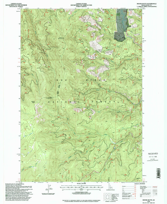Classic USGS Moose Butte Idaho 7.5'x7.5' Topo Map Image