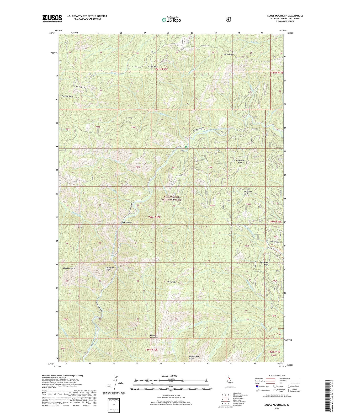 Moose Mountain Idaho US Topo Map Image