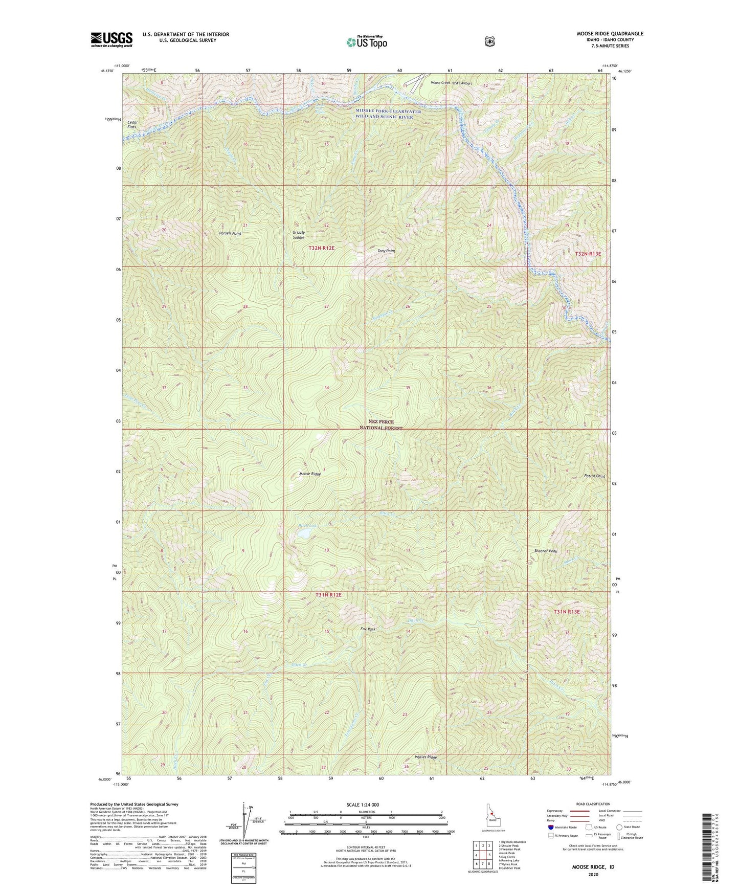 Moose Ridge Idaho US Topo Map Image