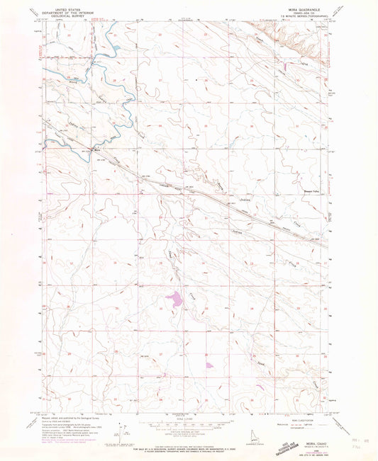Classic USGS Mora Idaho 7.5'x7.5' Topo Map Image