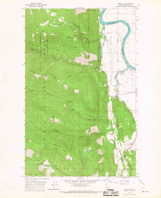 Classic USGS Moravia Idaho 7.5'x7.5' Topo Map Image