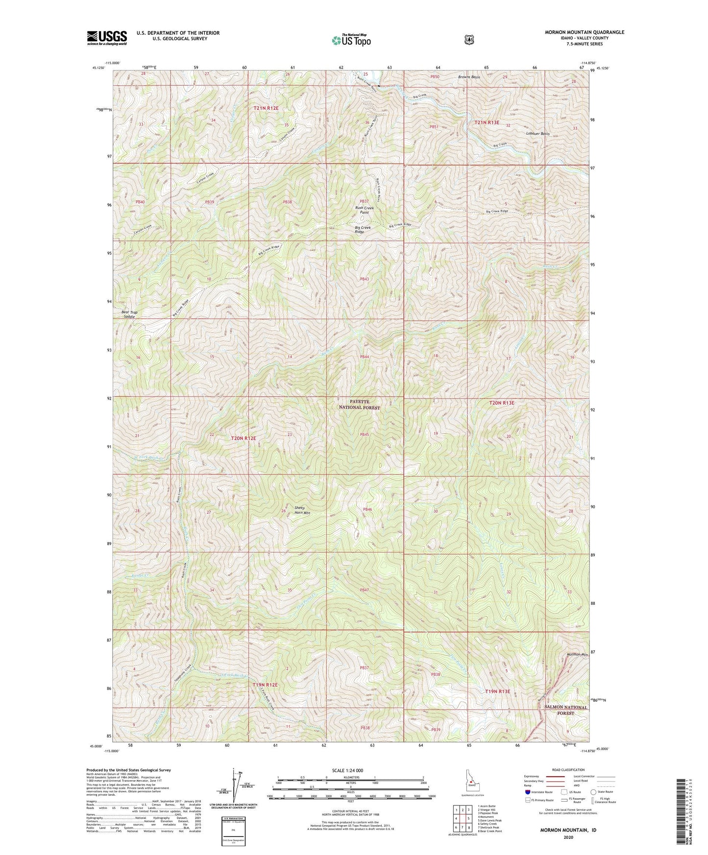 Mormon Mountain Idaho US Topo Map Image