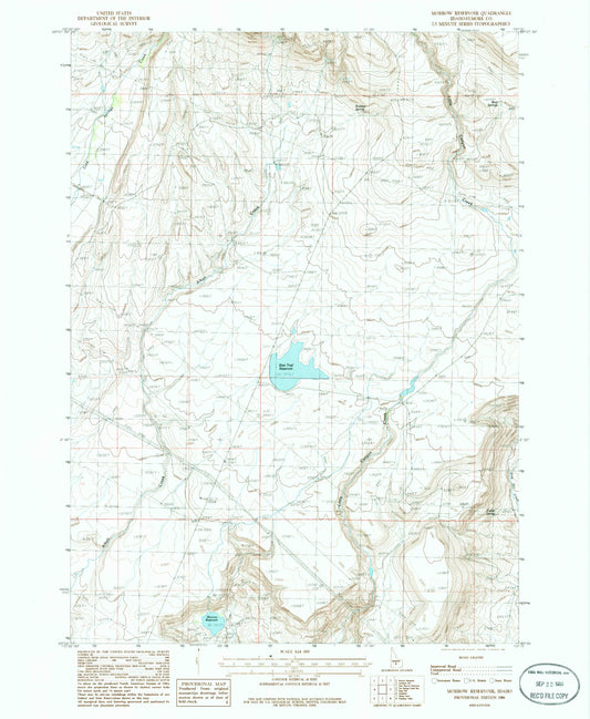 Classic USGS Morrow Reservoir Idaho 7.5'x7.5' Topo Map Image
