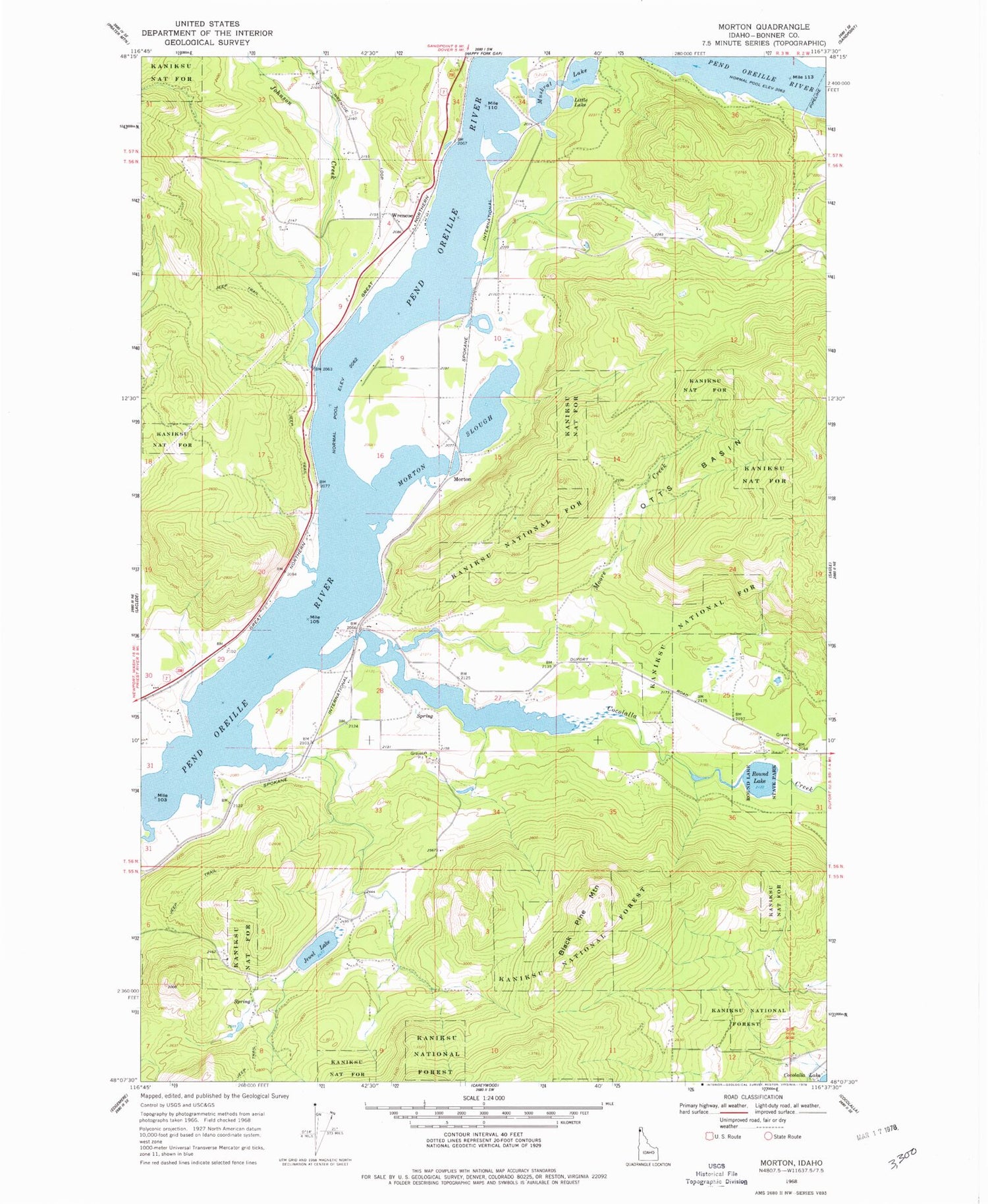 Classic USGS Morton Idaho 7.5'x7.5' Topo Map Image