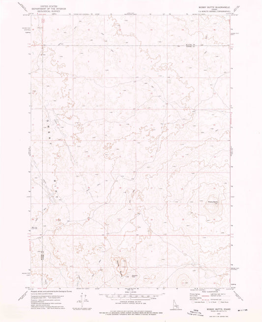 Classic USGS Mosby Butte Idaho 7.5'x7.5' Topo Map Image