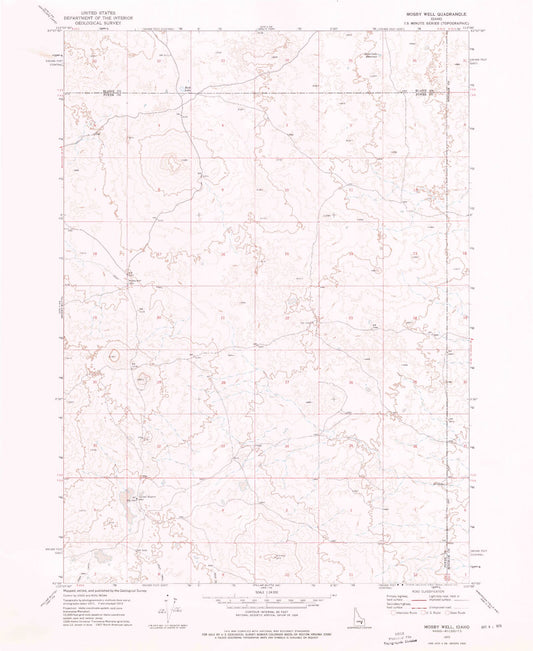 Classic USGS Mosby Well Idaho 7.5'x7.5' Topo Map Image