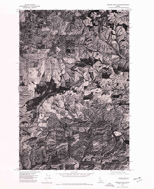 Classic USGS Moscow East Idaho 7.5'x7.5' Topo Map Image