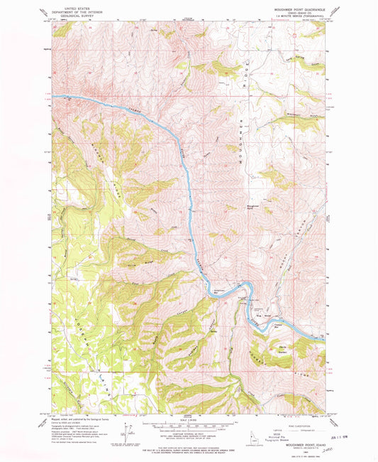 Classic USGS Moughmer Point Idaho 7.5'x7.5' Topo Map Image