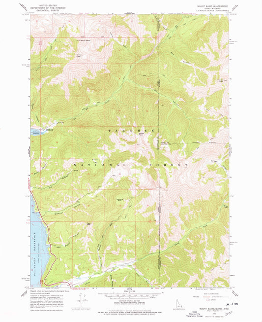 Classic USGS Mount Baird Idaho 7.5'x7.5' Topo Map Image