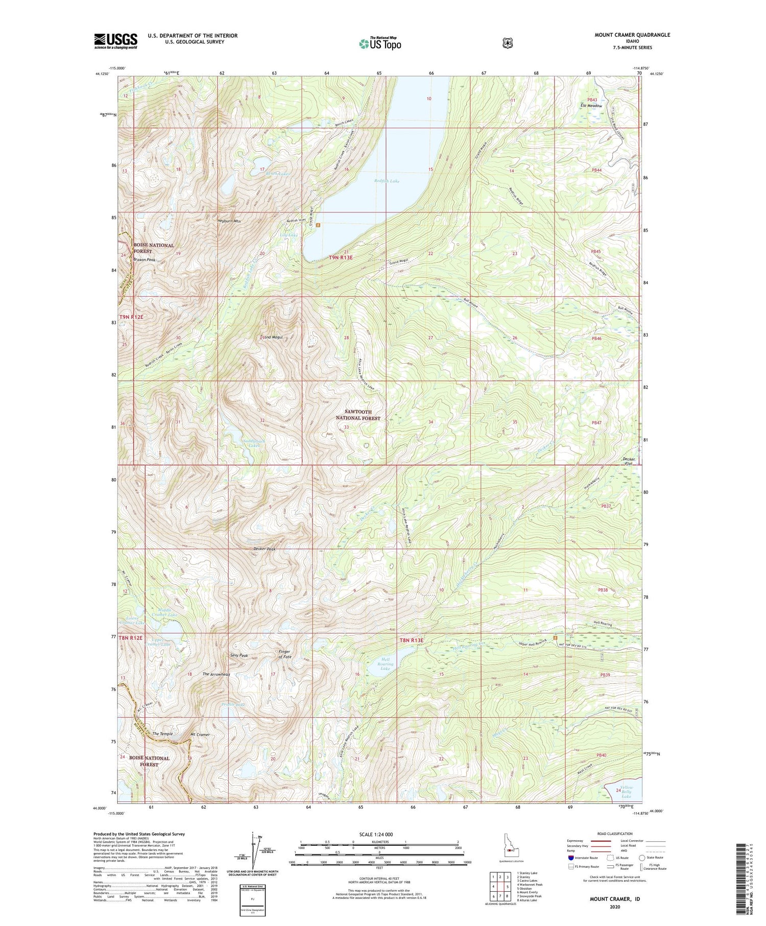 Mount Cramer Idaho US Topo Map Image