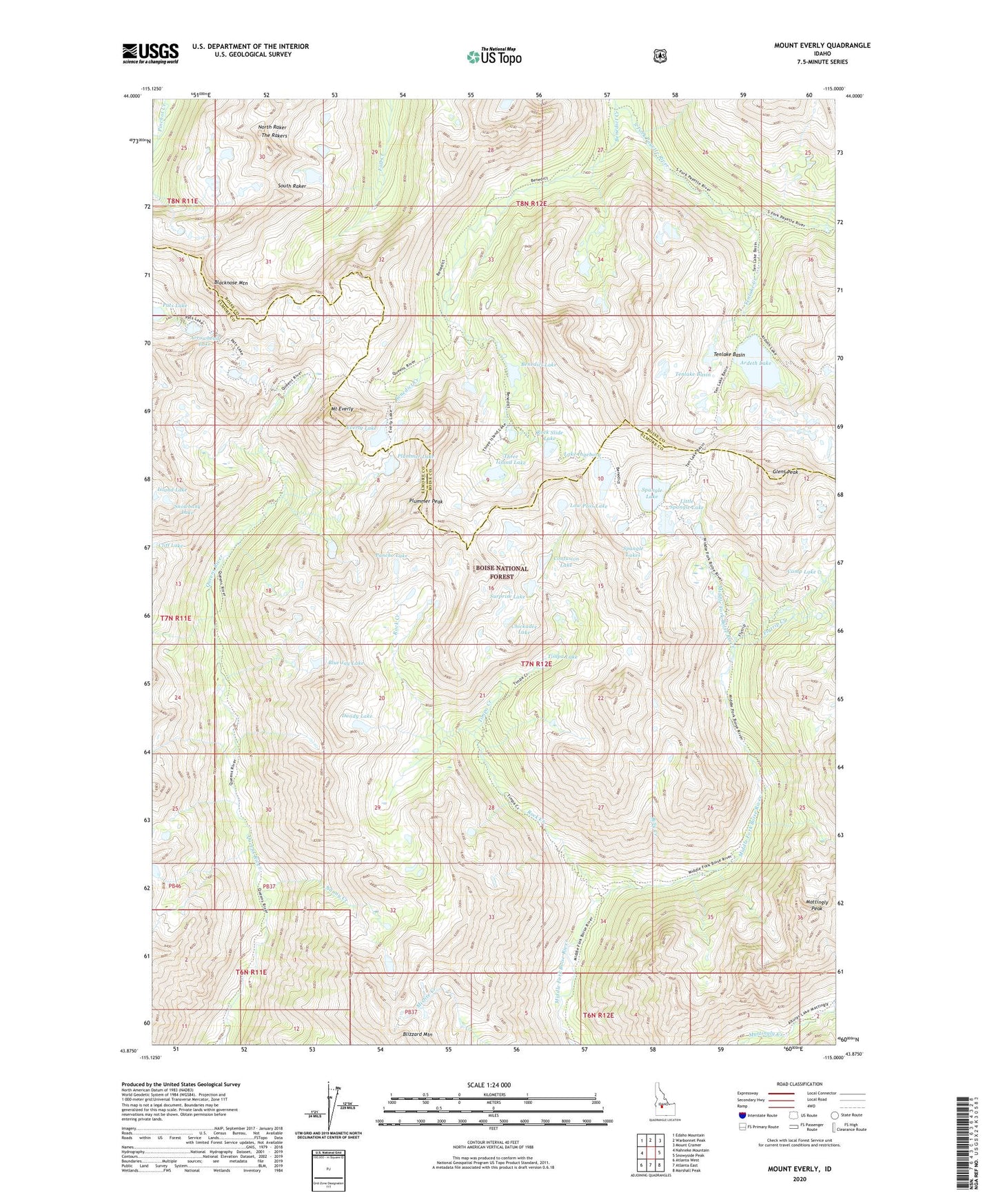 Mount Everly Idaho US Topo Map Image