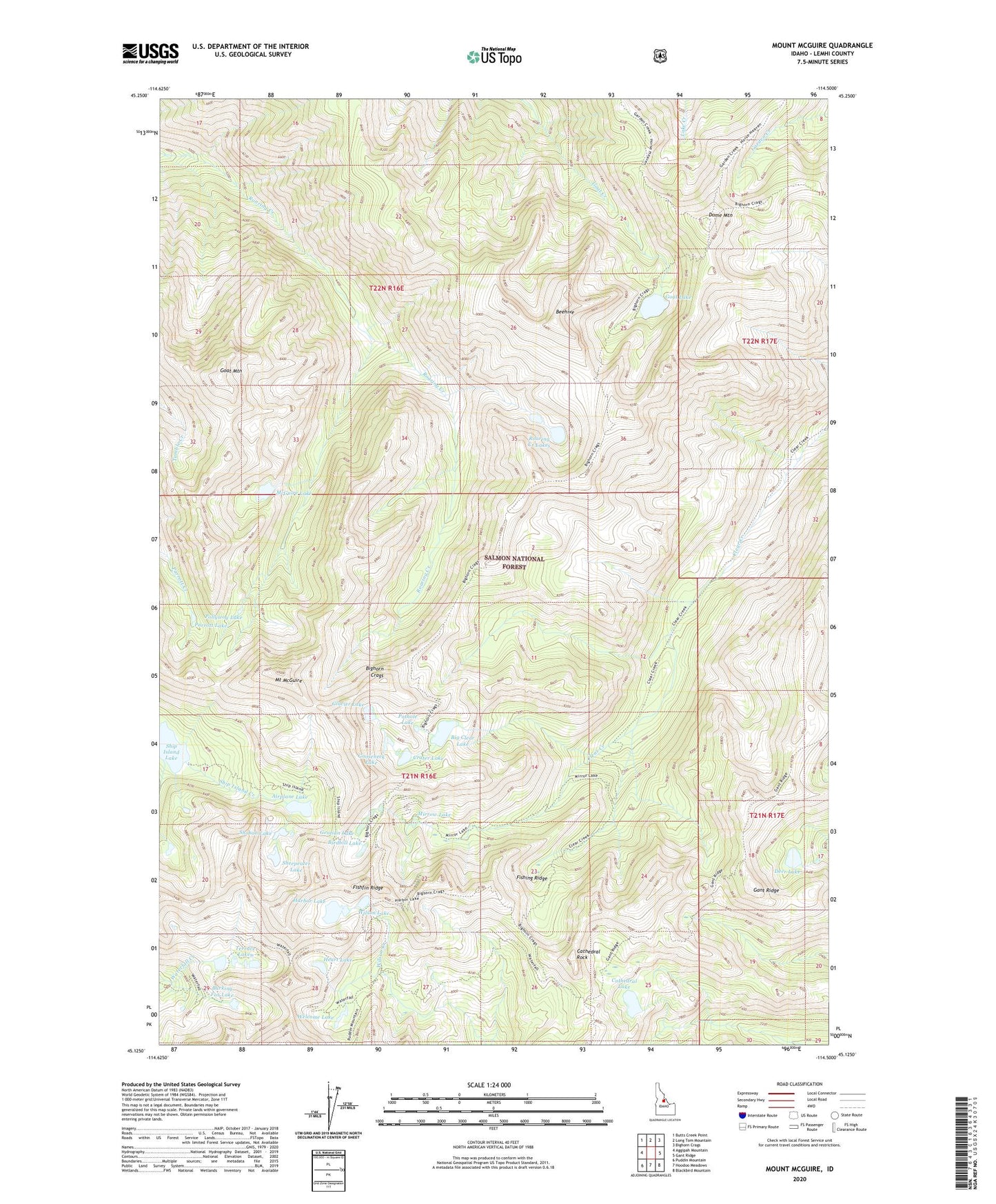 Mount McGuire Idaho US Topo Map Image