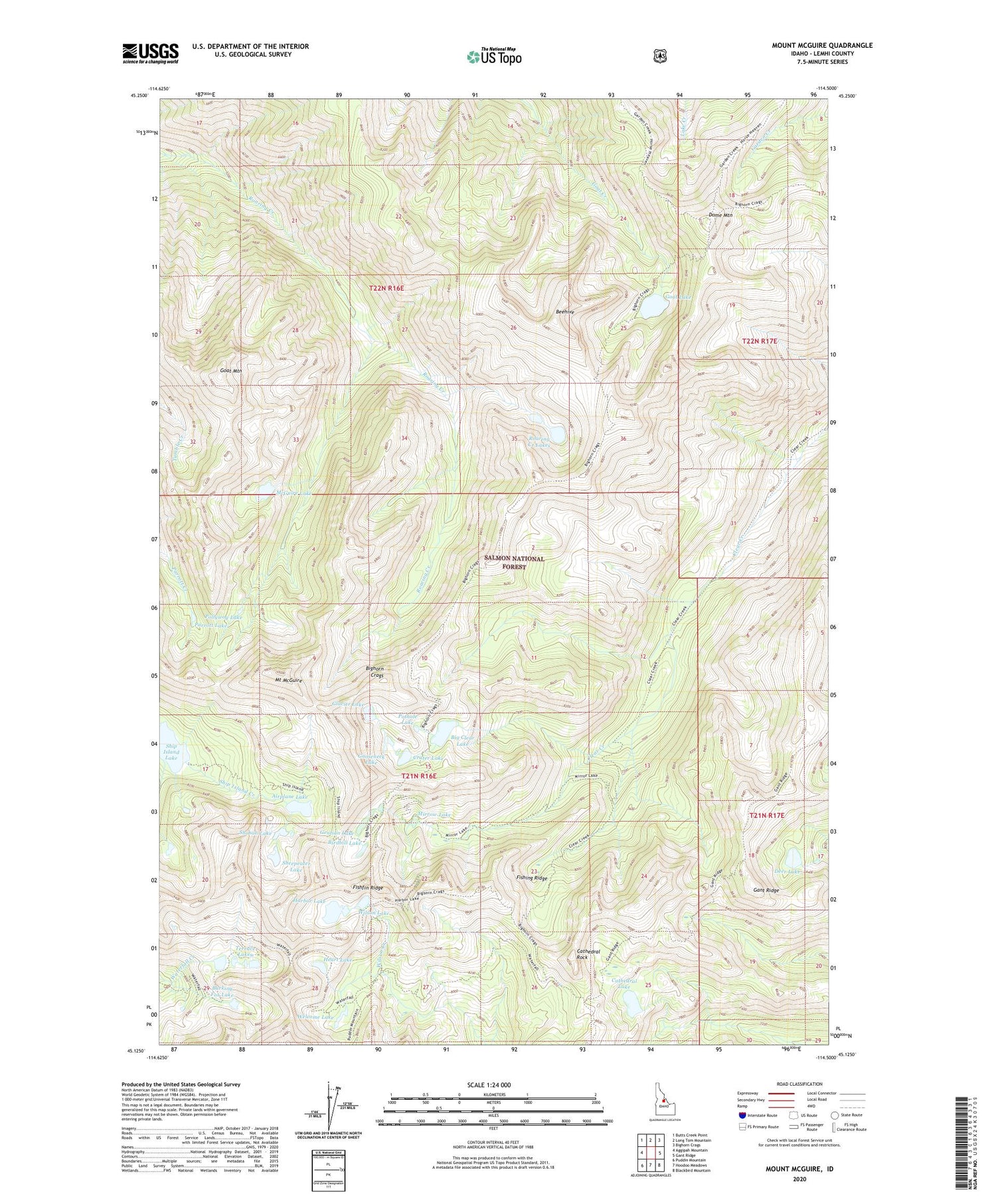 Mount McGuire Idaho US Topo Map Image