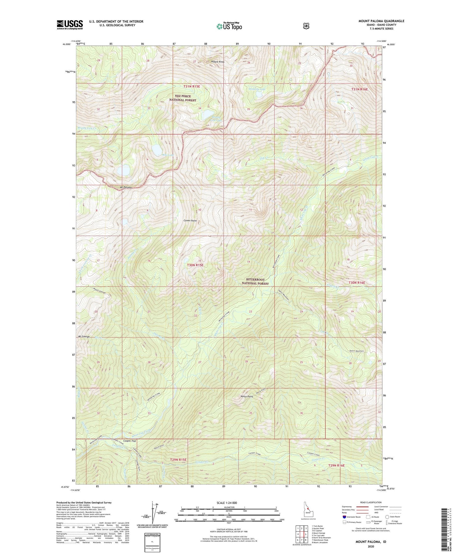 Mount Paloma Idaho US Topo Map Image
