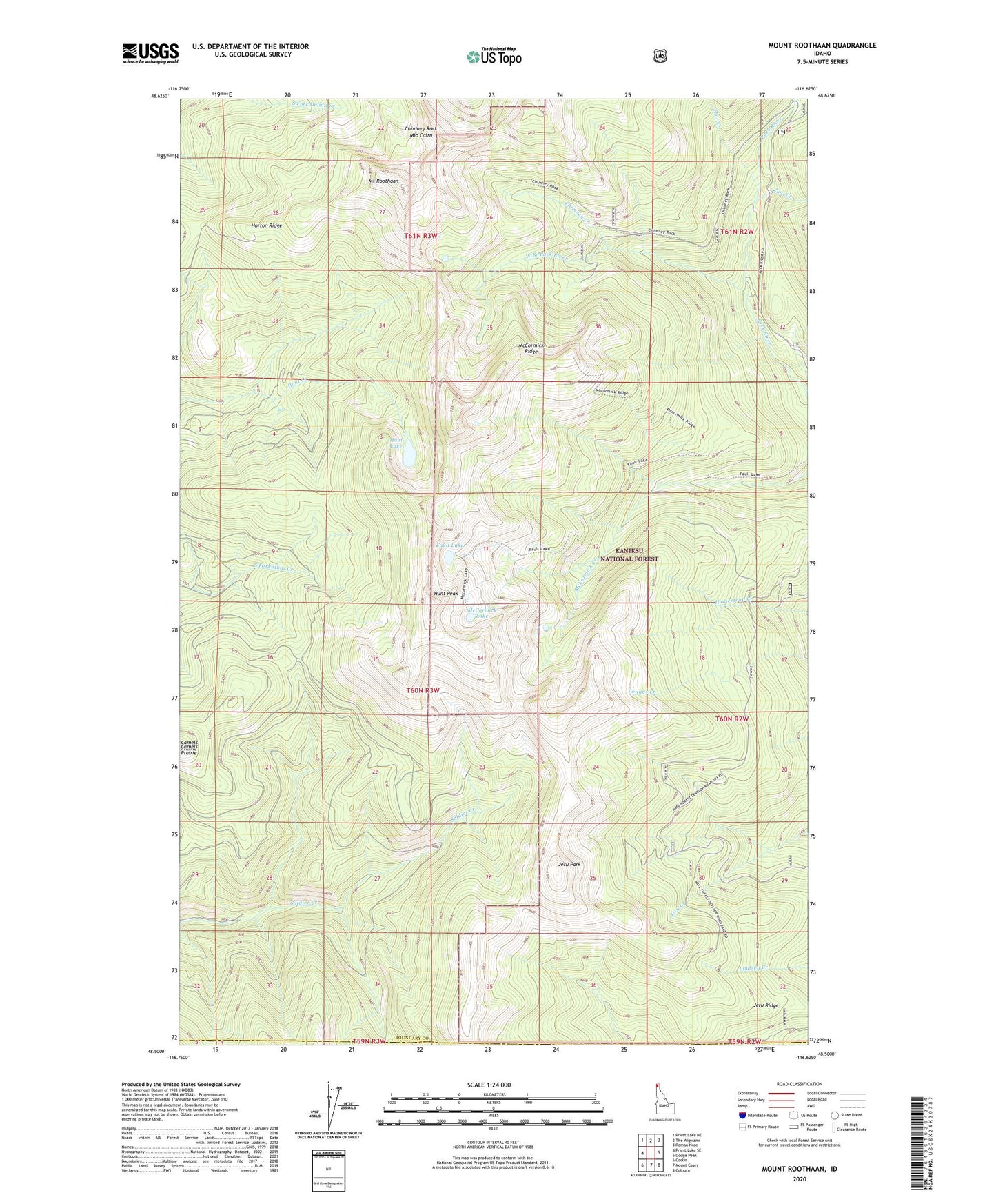 Mount Roothaan Idaho US Topo Map Image
