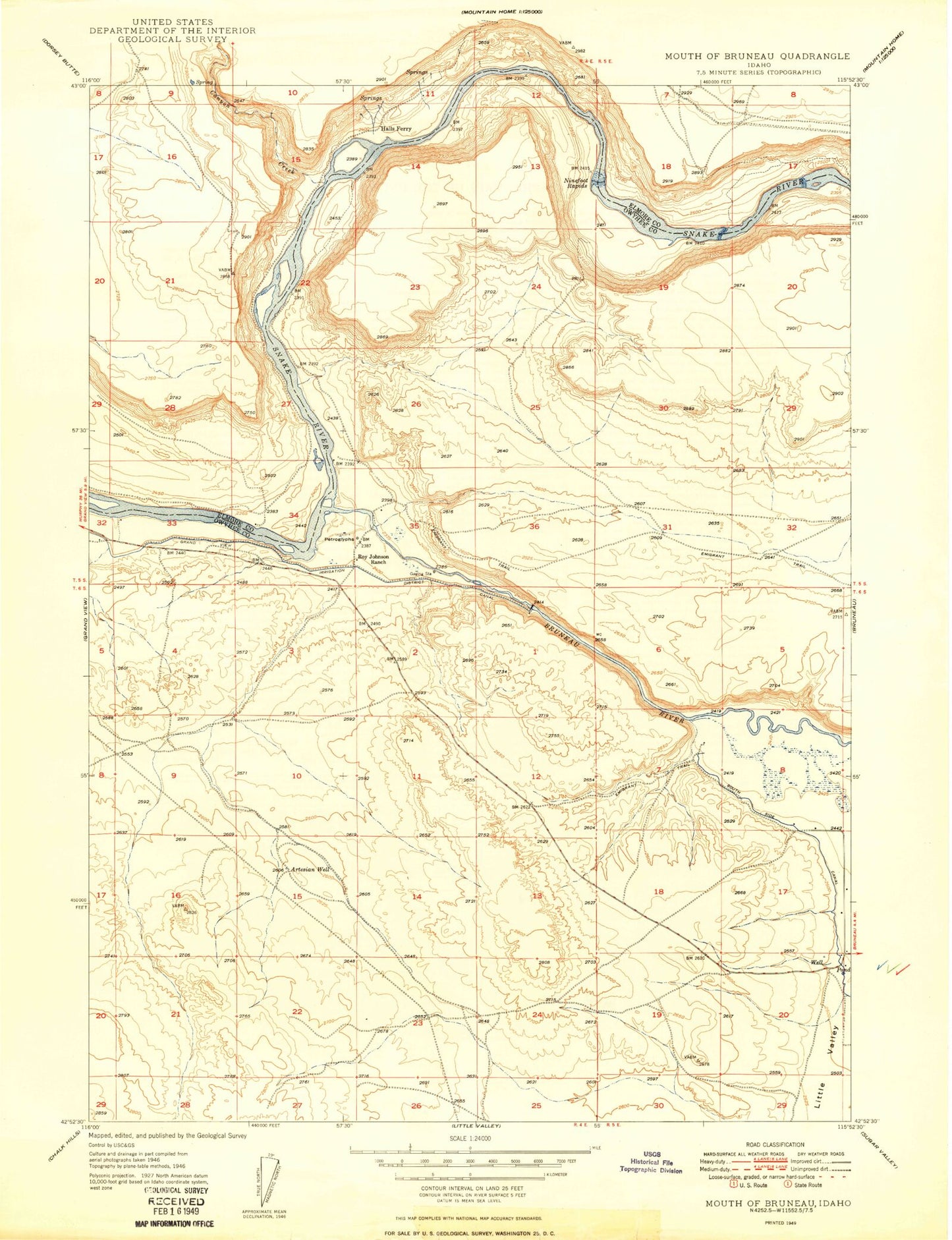 Classic USGS C J Strike Dam Idaho 7.5'x7.5' Topo Map Image