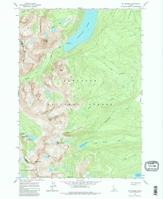 USGS Classic Mount Cramer Idaho 7.5'x7.5' Topo Map Image