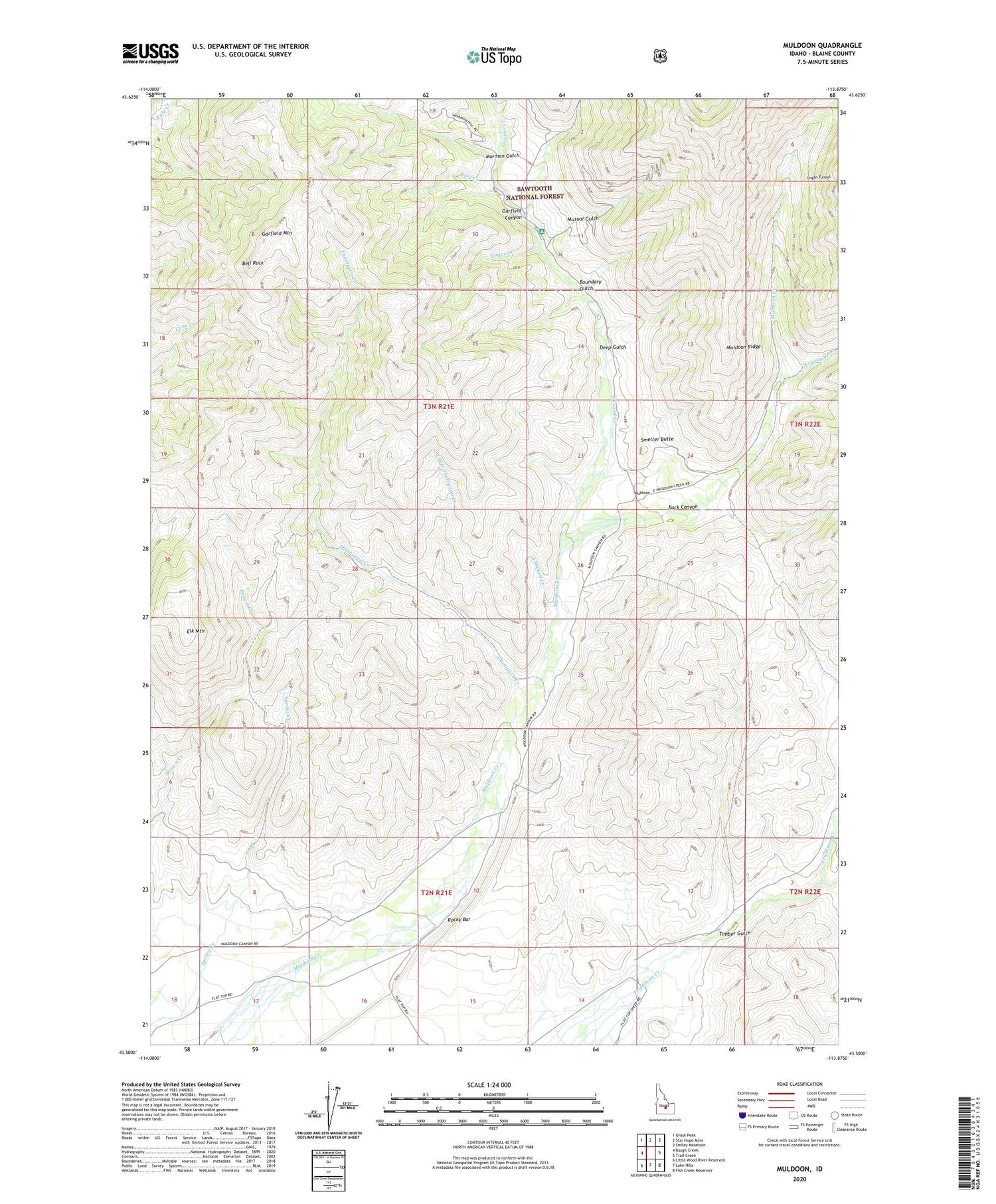 Muldoon Idaho US Topo Map Image