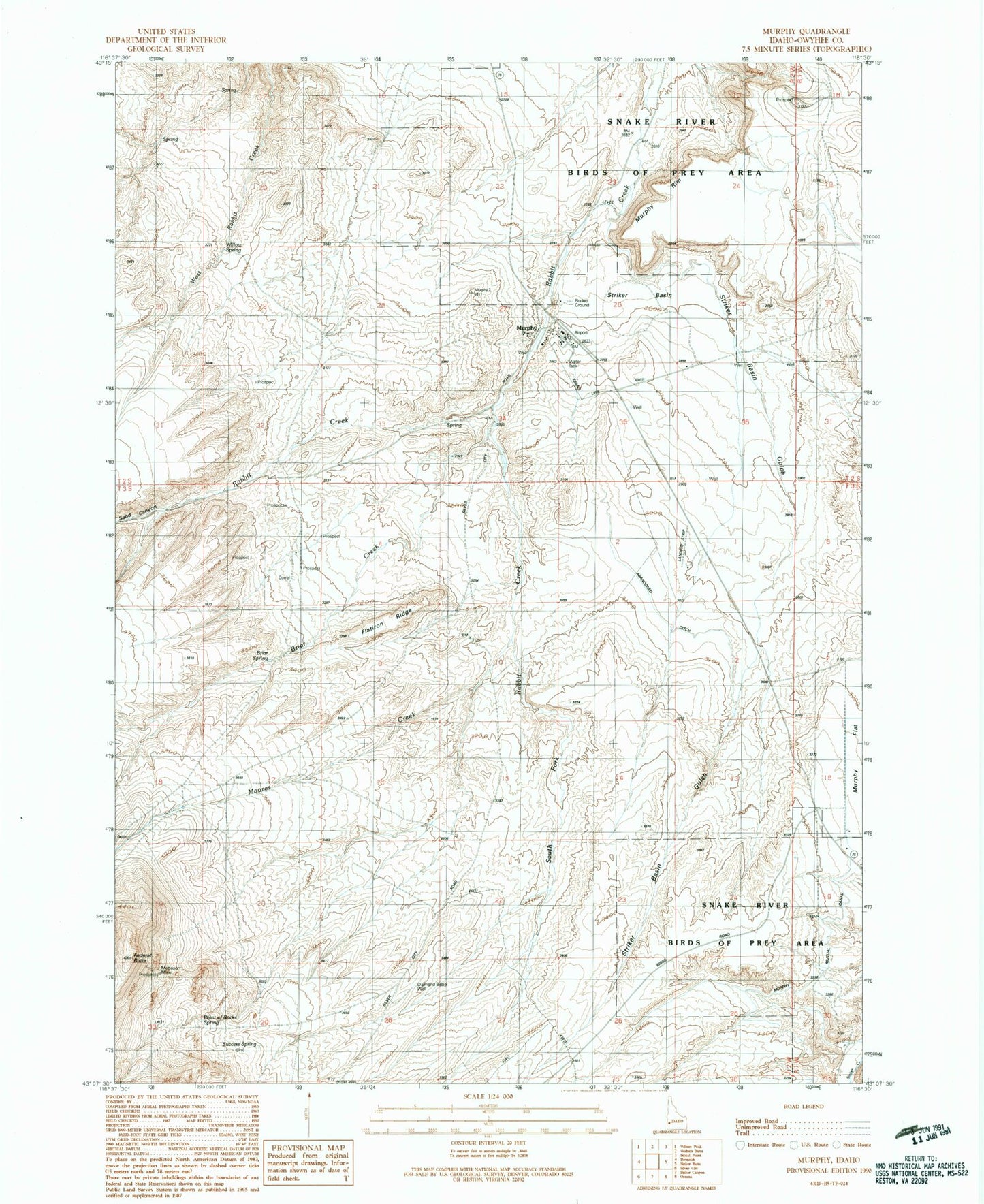 Classic USGS Murphy Idaho 7.5'x7.5' Topo Map Image