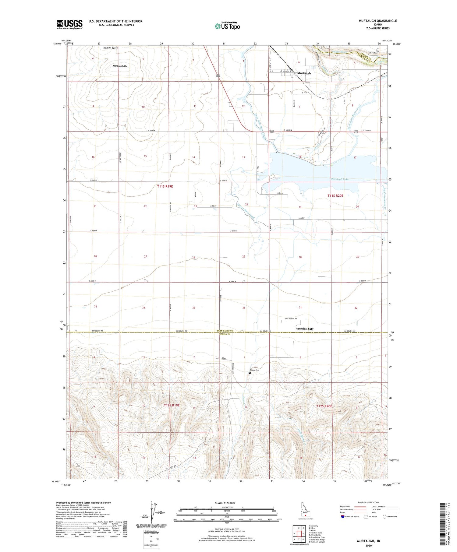 Murtaugh Idaho US Topo Map Image