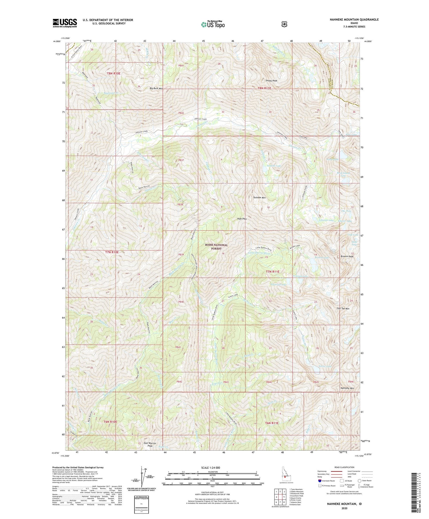 Nahneke Mountain Idaho US Topo Map Image