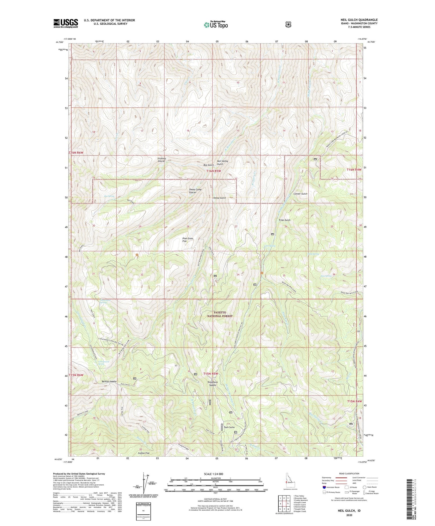 Neil Gulch Idaho US Topo Map Image