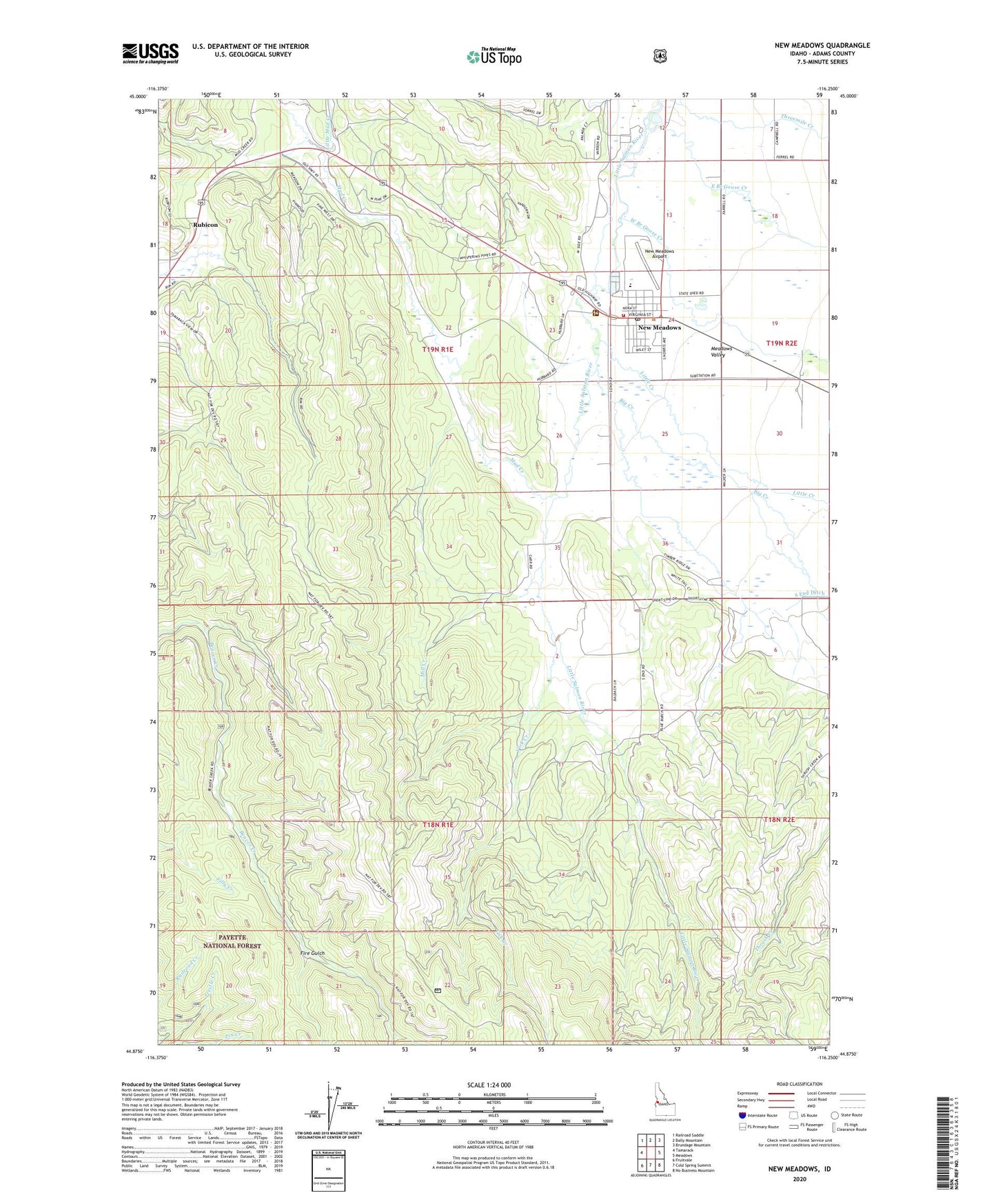 New Meadows Idaho US Topo Map Image