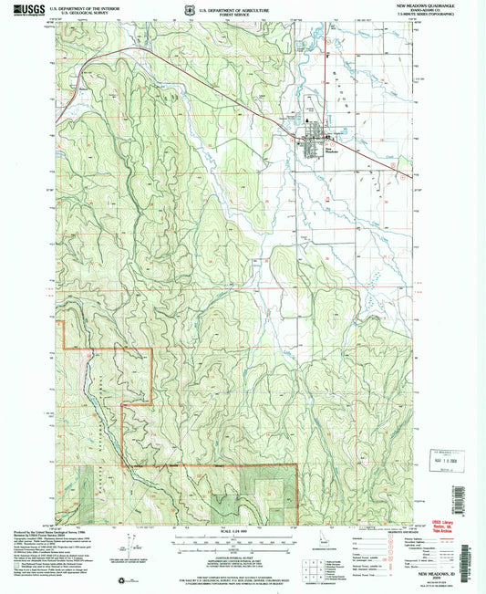 Classic USGS New Meadows Idaho 7.5'x7.5' Topo Map Image