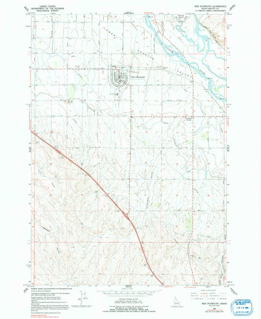 Classic USGS New Plymouth Idaho 7.5'x7.5' Topo Map Image
