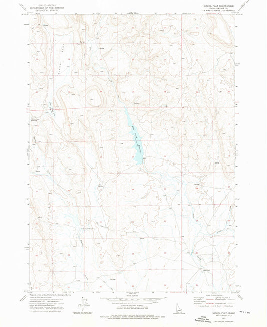 Classic USGS Nichol Flat Idaho 7.5'x7.5' Topo Map Image