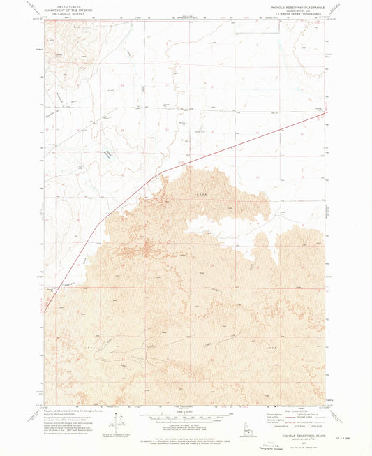 Classic USGS Nichols Reservoir Idaho 7.5'x7.5' Topo Map Image