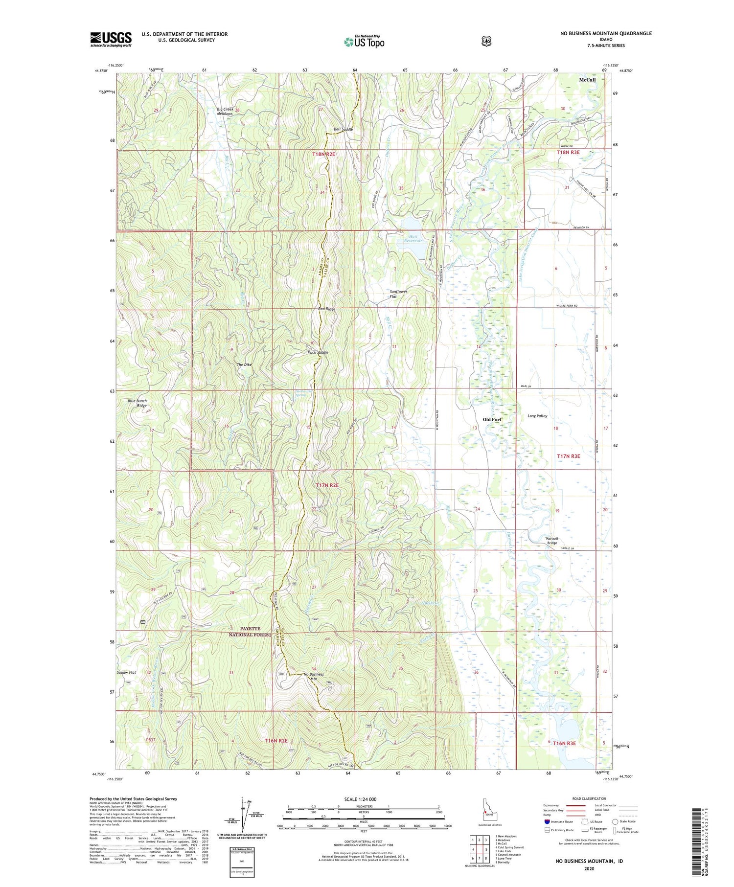 No Business Mountain Idaho US Topo Map Image