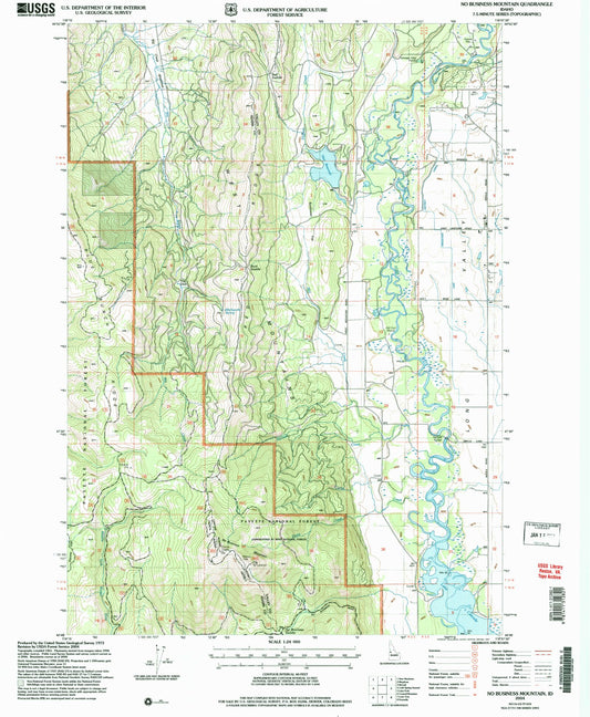 Classic USGS No Business Mountain Idaho 7.5'x7.5' Topo Map Image
