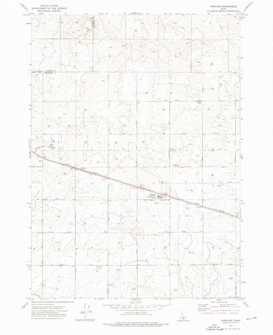 Classic USGS Norland Idaho 7.5'x7.5' Topo Map Image