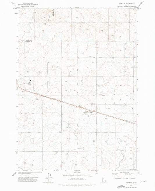 Classic USGS Norland Idaho 7.5'x7.5' Topo Map Image