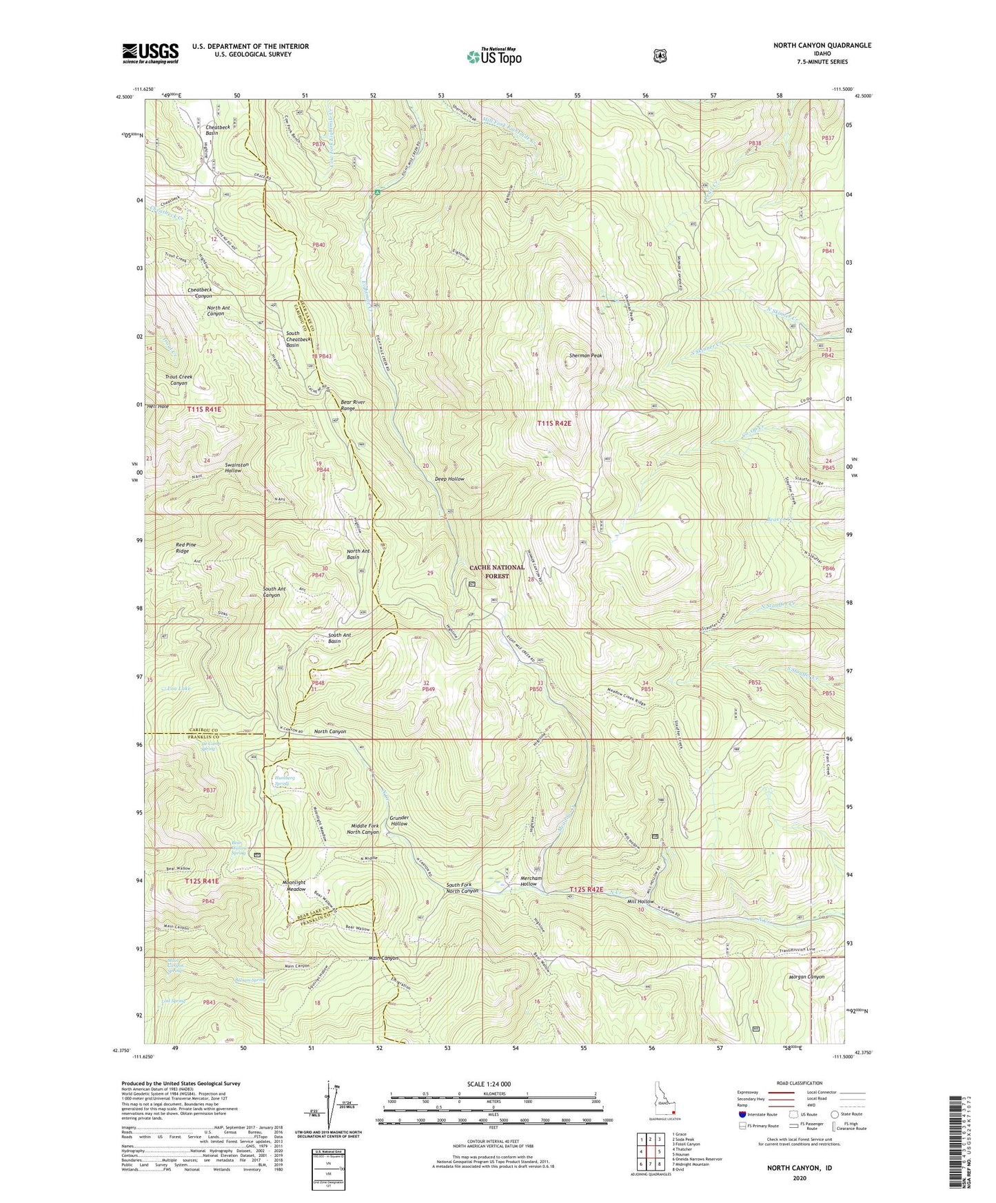 North Canyon Idaho US Topo Map Image
