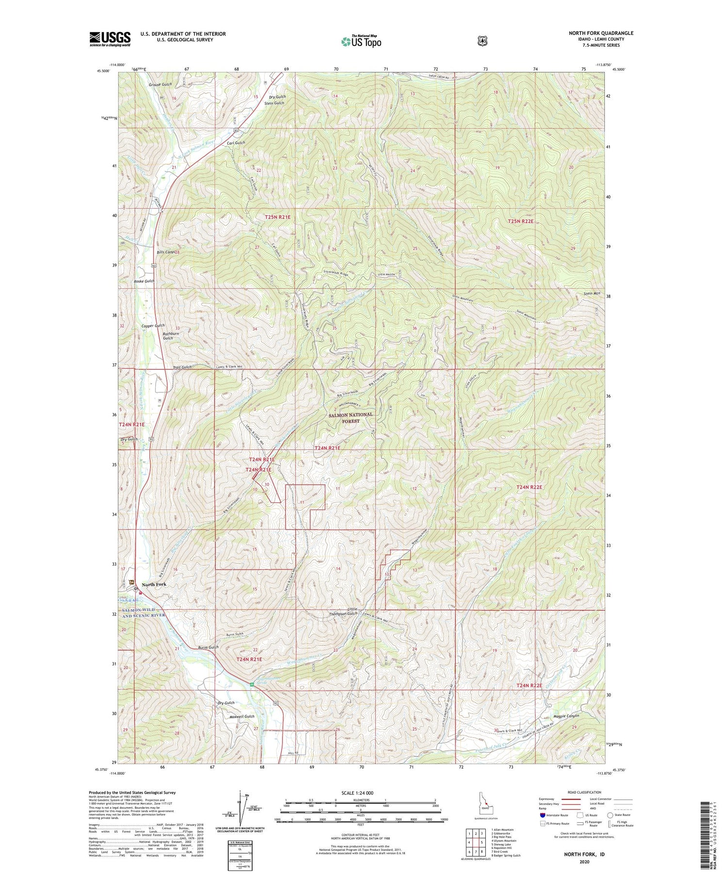 North Fork Idaho US Topo Map Image