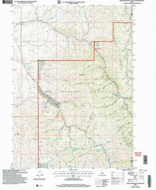 Classic USGS North Heglar Canyon Idaho 7.5'x7.5' Topo Map Image