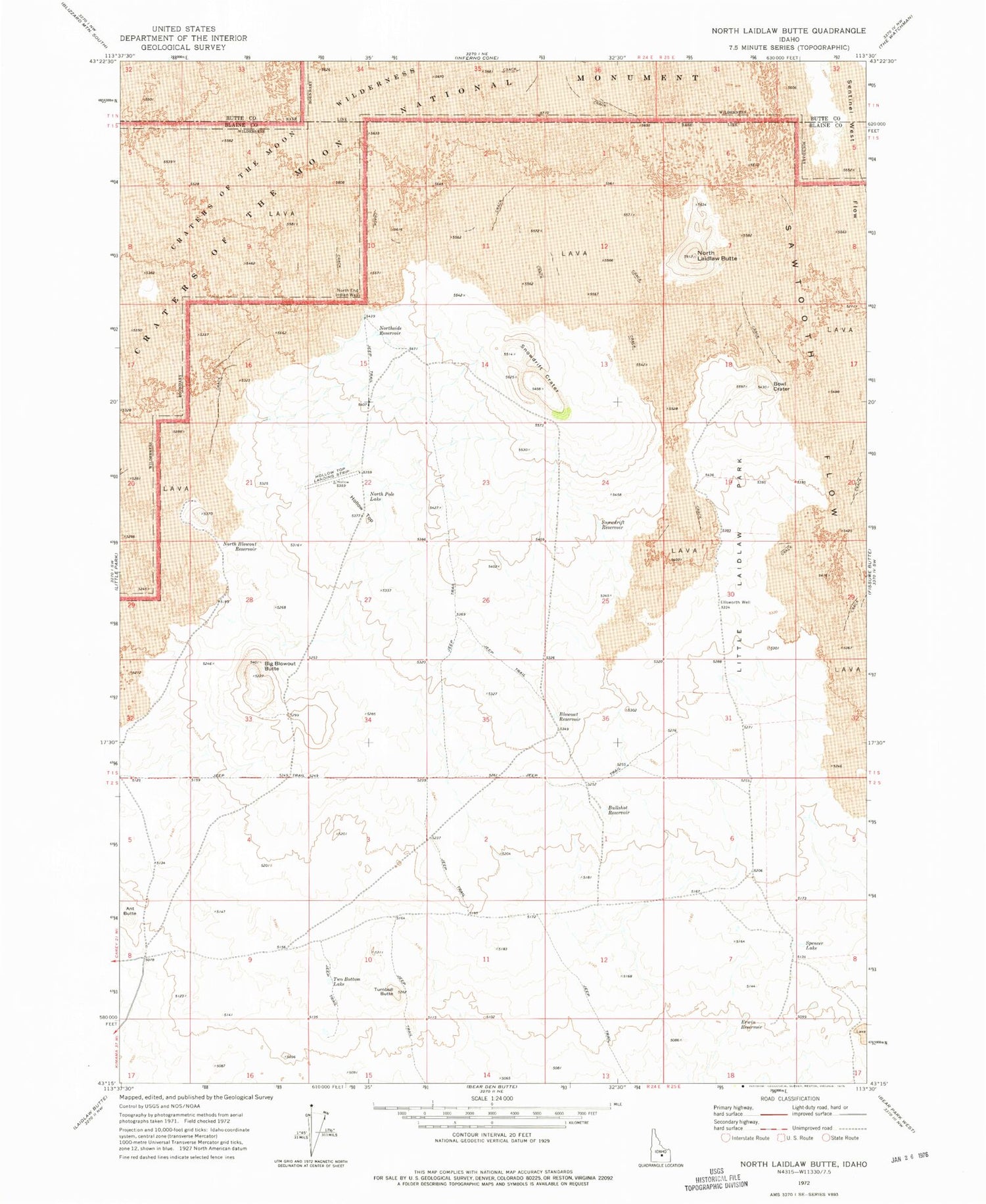 Classic USGS North Laidlaw Butte Idaho 7.5'x7.5' Topo Map Image