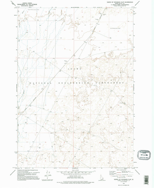 Classic USGS North of Ryegrass Flat Idaho 7.5'x7.5' Topo Map Image