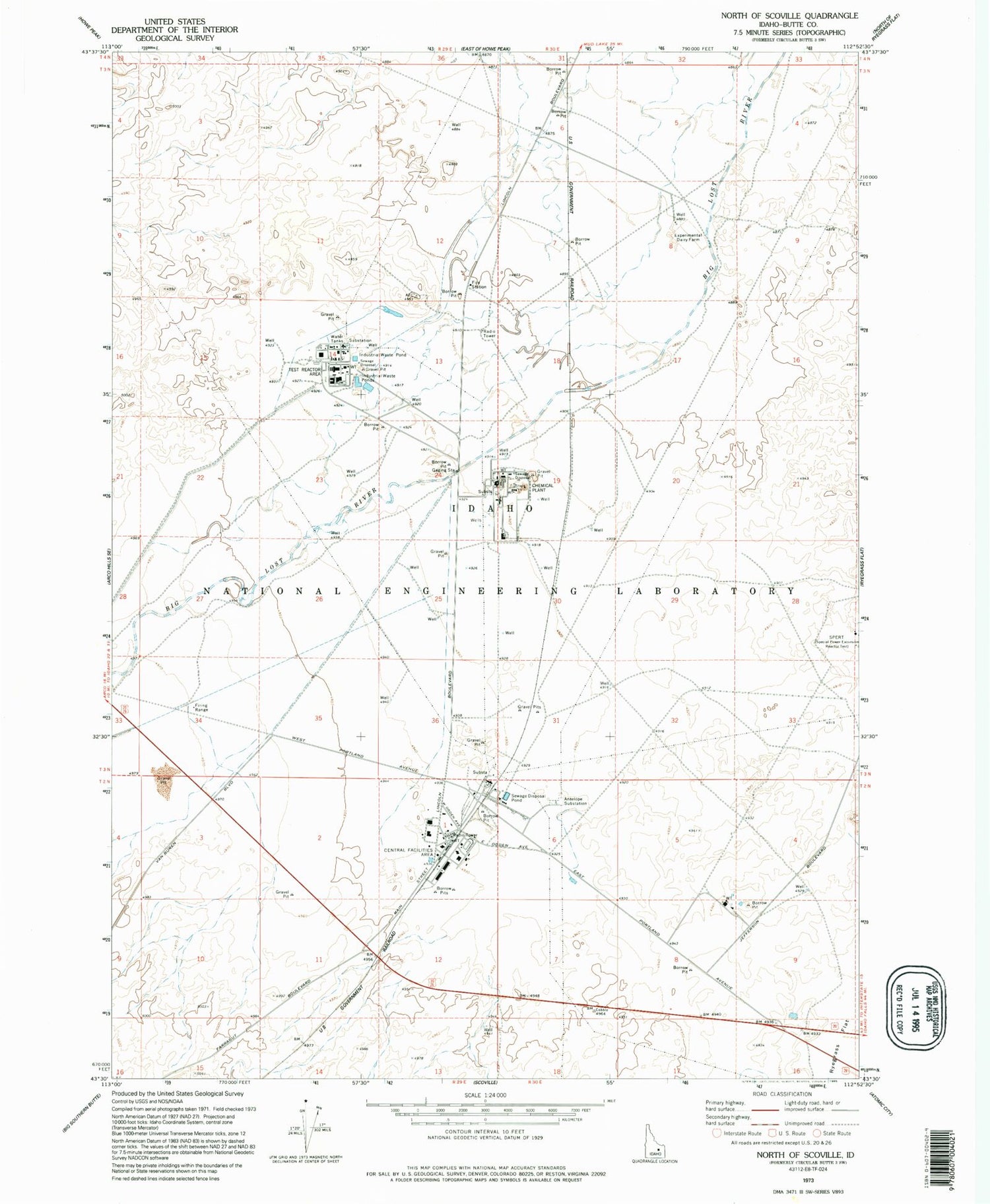 Classic USGS North of Scoville Idaho 7.5'x7.5' Topo Map Image