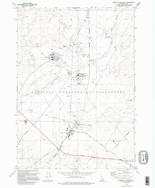 Classic USGS North of Scoville Idaho 7.5'x7.5' Topo Map Image