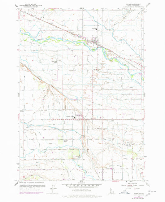 Classic USGS Notus Idaho 7.5'x7.5' Topo Map Image