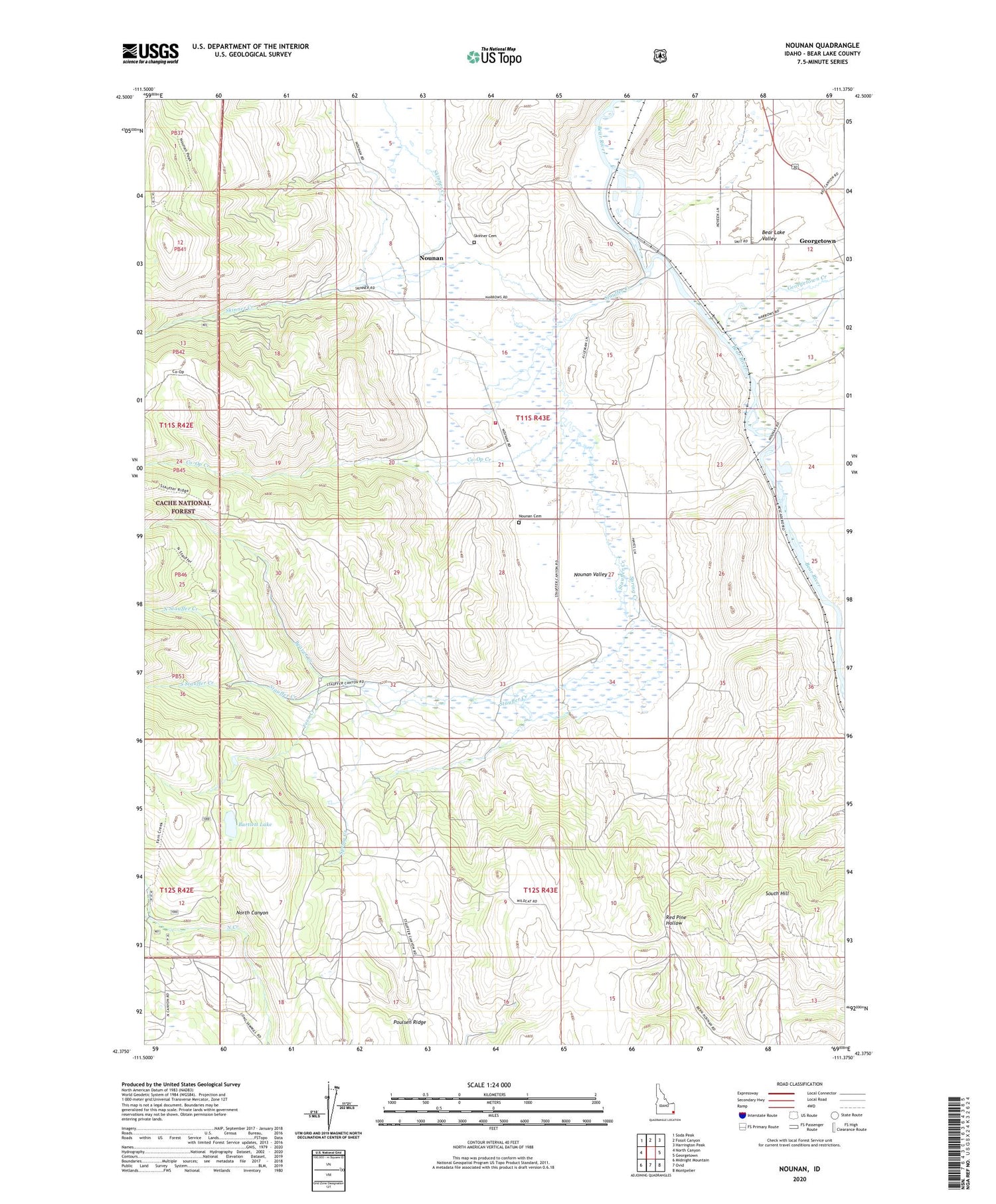 Nounan Idaho US Topo Map Image