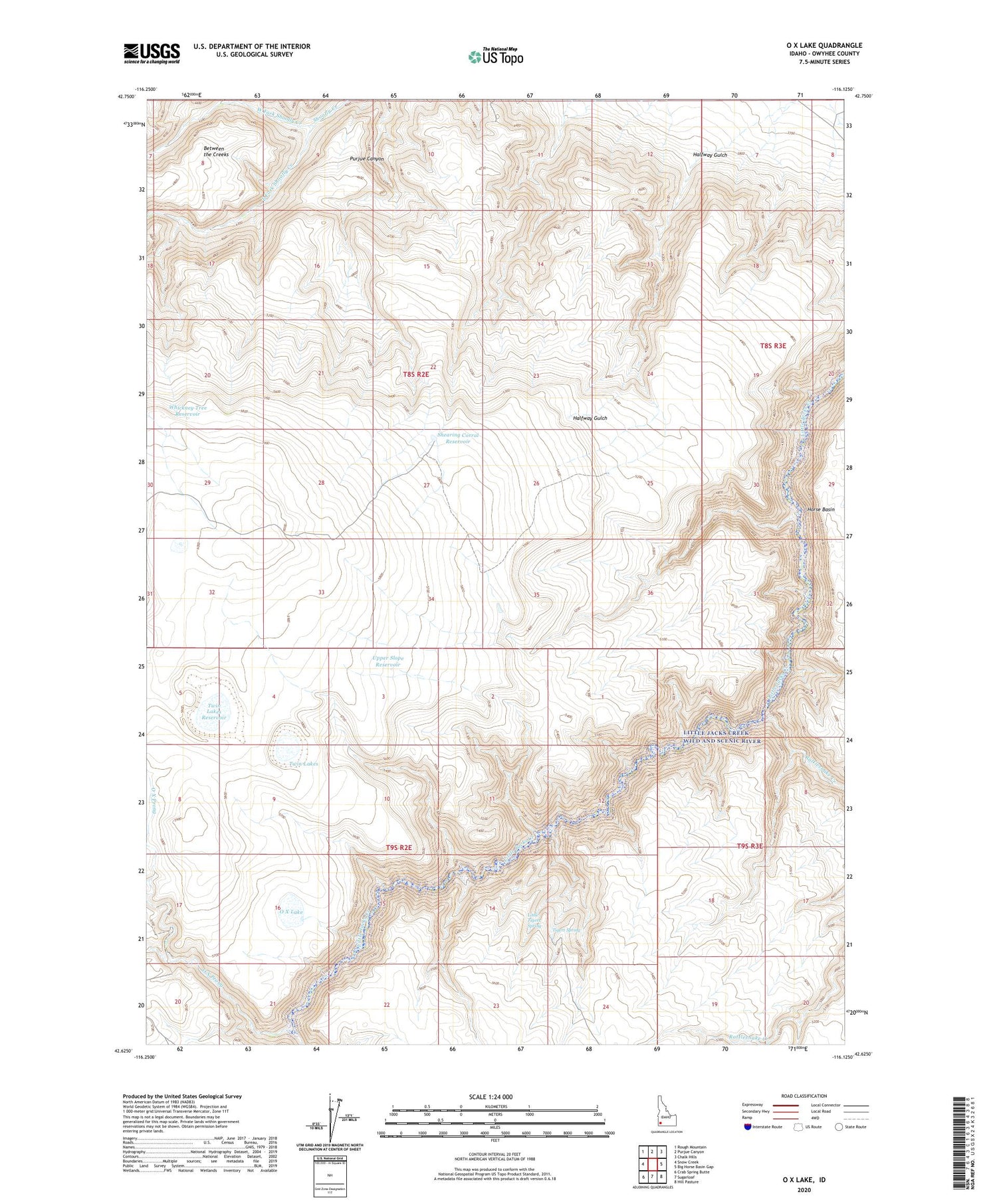 O X Lake Idaho US Topo Map Image