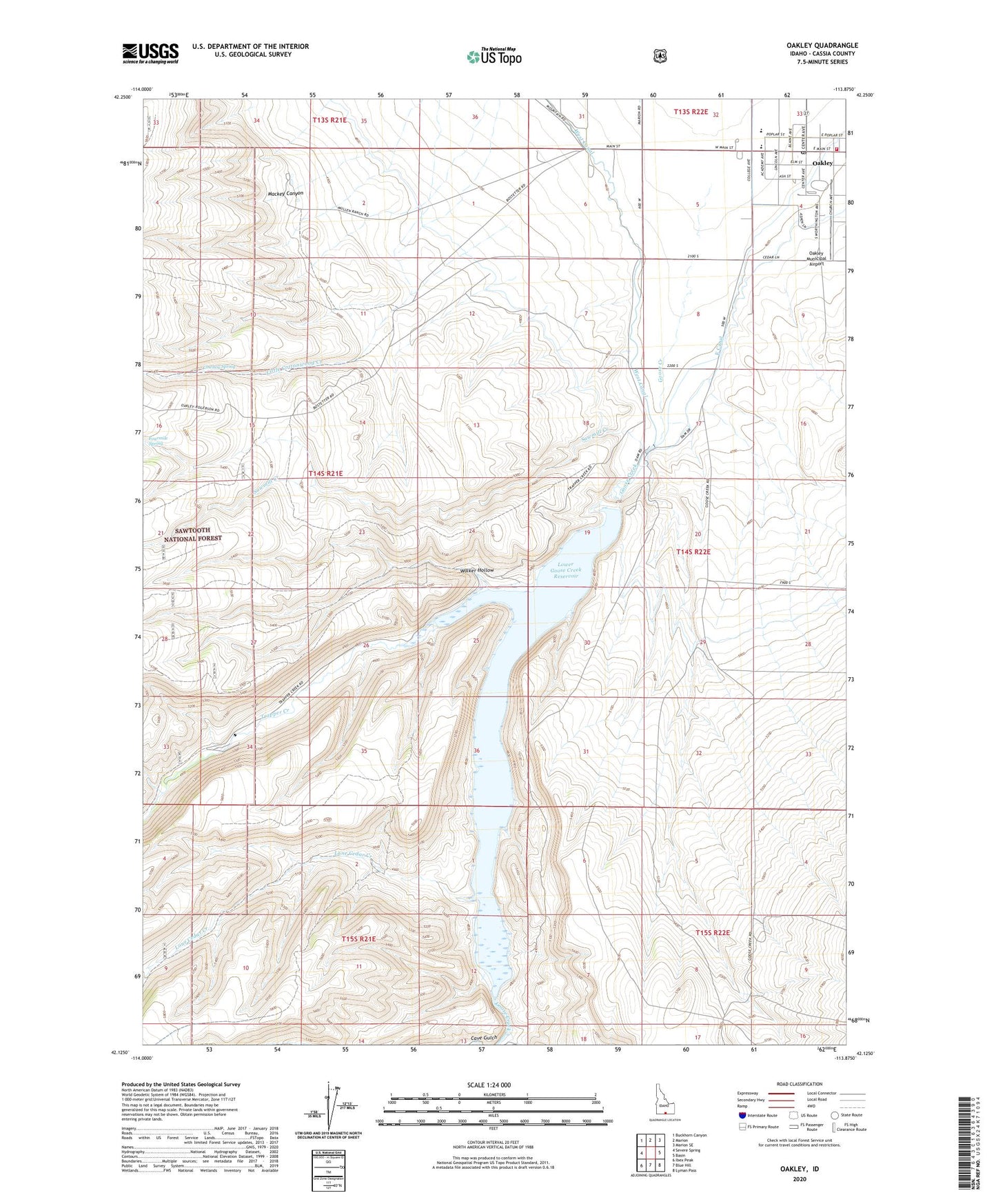 Oakley Idaho US Topo Map Image