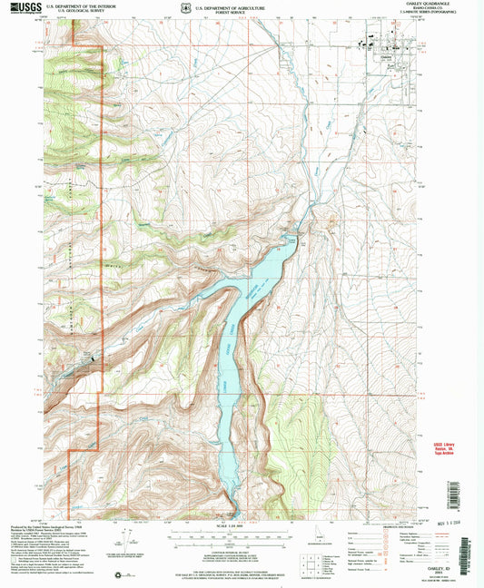 Classic USGS Oakley Idaho 7.5'x7.5' Topo Map Image