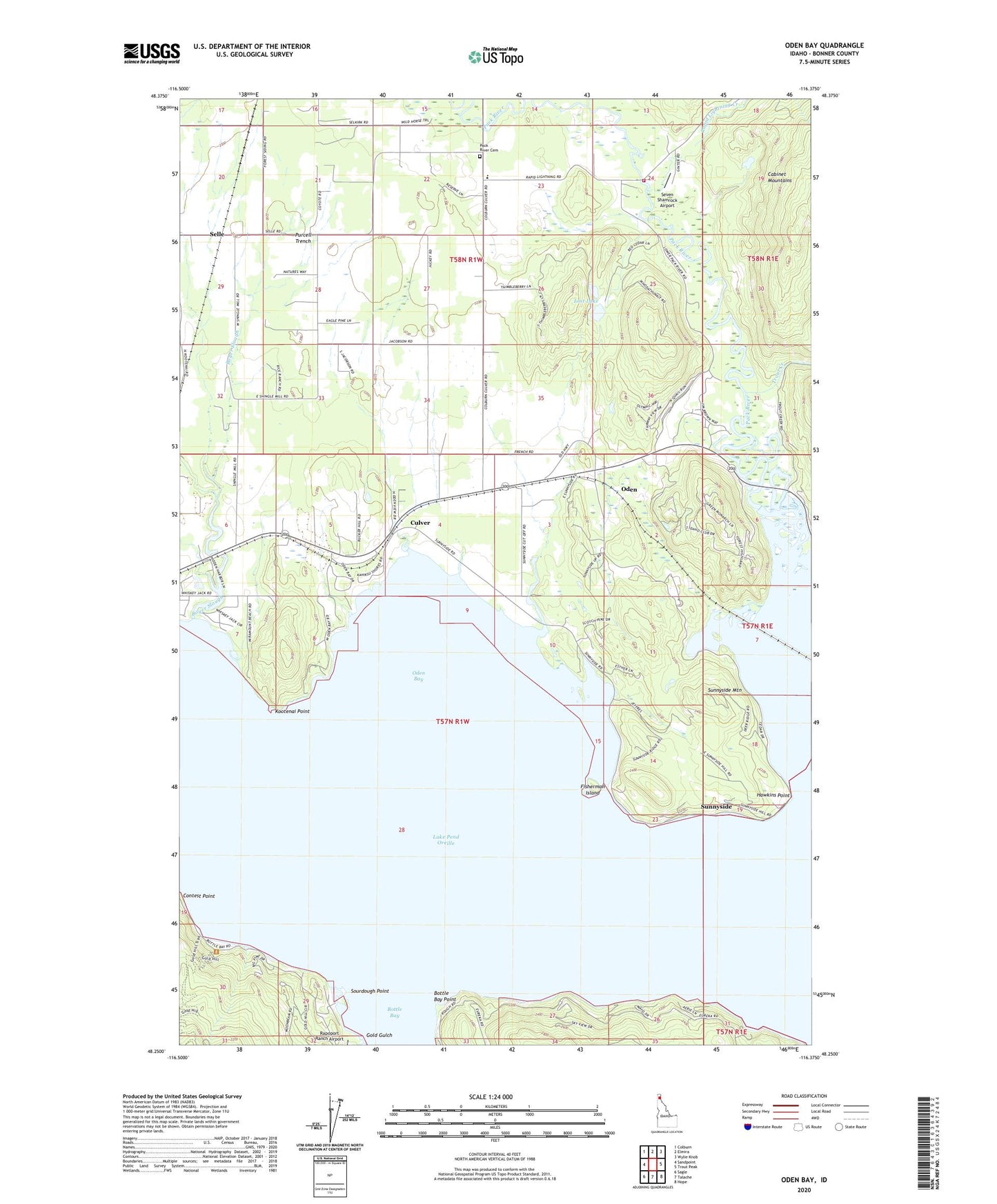 Oden Bay Idaho US Topo Map Image