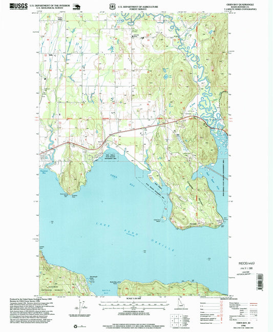 Classic USGS Oden Bay Idaho 7.5'x7.5' Topo Map Image